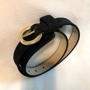 Kenneth Cole Black Suede Round Buckle Belt